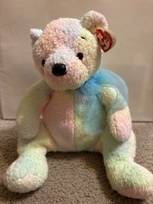 TY Beanie Buddy - MELLOW the Bear 13 inch - New With Tags Pastel Rainbow Plush