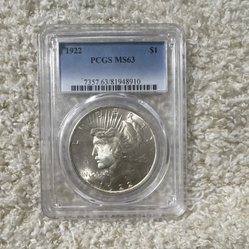 1922 Peace Dollar PCGS MS63 Silver $1 Coin Philadelphia