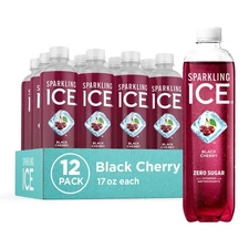 Sparkling Ice Black Cherry Flavored Water Zero Sugar 17oz Bottles Pack of 12