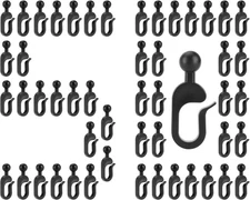 50pcs Plastic Hooks for Gazebo Curtains and Mosquito Netting, Curtain Black 