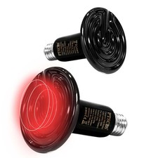 50W Reptile Heat Lamp 2 Packs -Ceramic Heat Emitter for Reptiles Amphibian Pe...