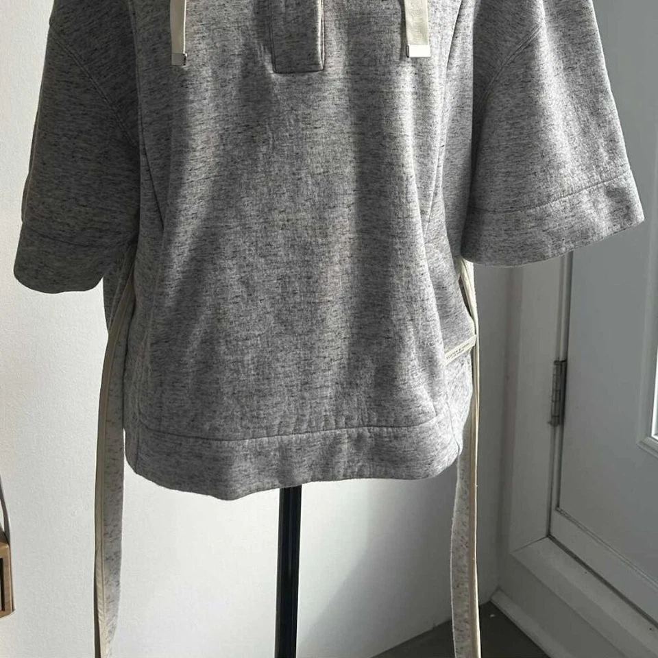 Moletom com capuz Scotch & Soda cinza urze algodão manga curta com cinto, gravatas de fita – UE P - Imagem 4 de 4