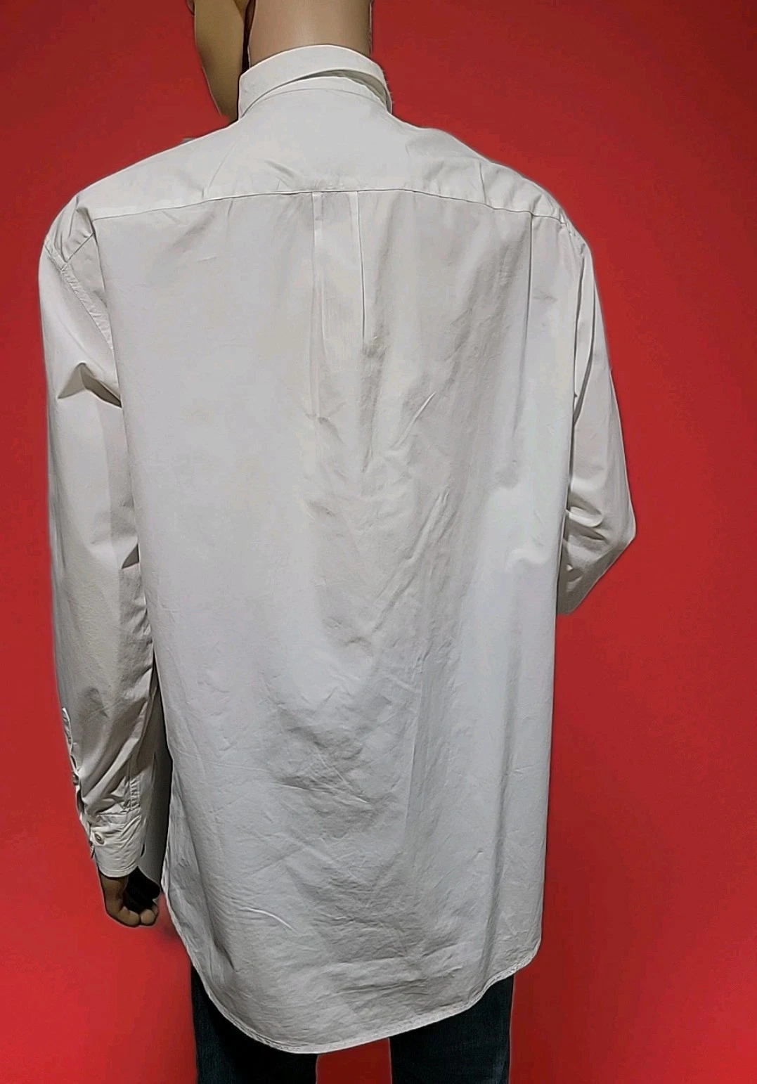 Bottega Veneta Camicia Uomo 46 XL Bianco Opaco Cravatte Spalle Bottoni LL #C
