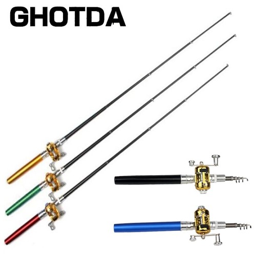 Portable Telescopic Fishing Pole Pen Shape Folded Fishing Rod With Reel Wheel - Picture 3 of 31