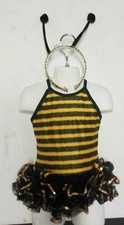 Ballerina Bee Costume attached tutu Antennae headpce girls szs spandex body