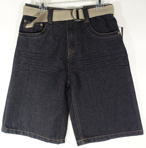 US Polo Assn Jeans Shorts Boys 10 Belted Lightly Distressed Dark Denim NWT $38