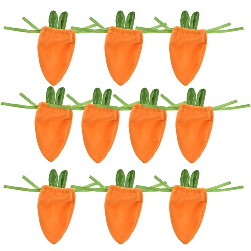 10PCS Easter Velvet Drawstring Carrot Bunny Ears Gift Bag - Picture 3 of 11