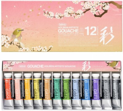 Holbein Decklack Aquarellfarbe Gouache Aya Frühling 12 Farben Set 15ml Tuben G751