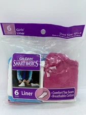 Gildan Smart Basics Girls Liner Socks 6 Pair Shoe Size 10.5 - 4