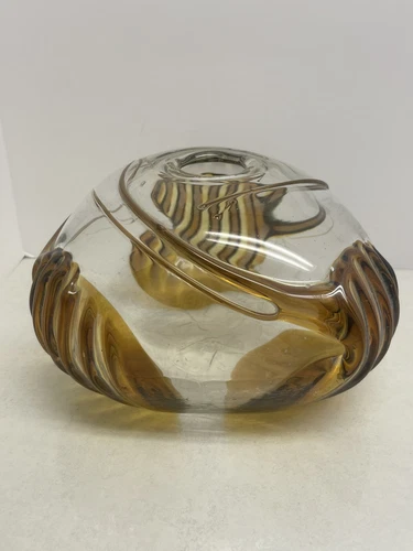 Peter Bramhill Studio Art Glass Vessel Vase Modernist 1982 Signed