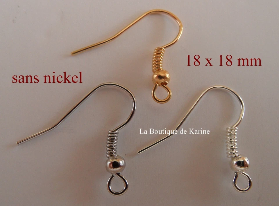 150 CROCHETS SUPPORTS BOUCLES D'OREILLES 18 mm SANS NICKEL 3 COULEURS - PERLES