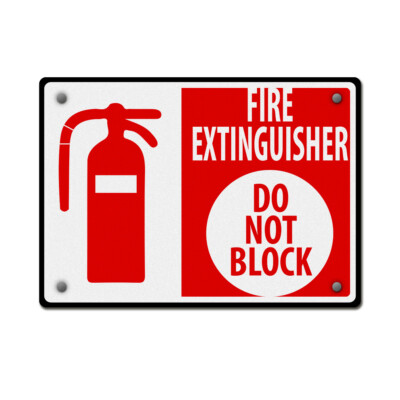 Horizontal Metal Sign Fire Extinguisher Do Not Block