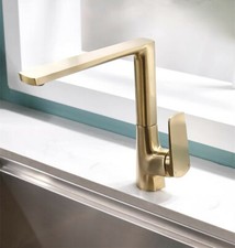 Brushed Gold Brass Kitchen Mixer Cold and Hot Kitchen Tap Single Hole Water Tap