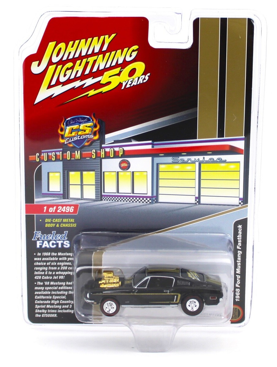 Johnny Lightning *50 YEARS* Black & Gold 1968 Ford Mustang
