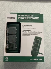 Prime PB80116 15A Green 3-Outlet Indoor/Outdoor Power Stake with 6 ft. Cord