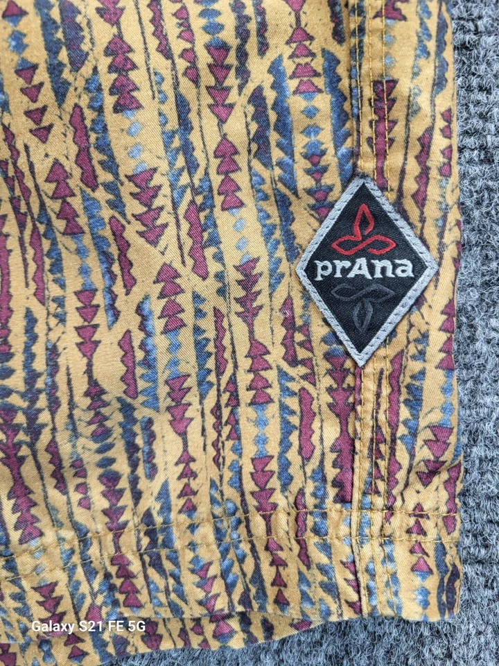 Pantalones Cortos PrAna Mojo Hombres 32 Multi Geométricos 10"" Cintura Elástica Ligera Poli Foto 3 de 4