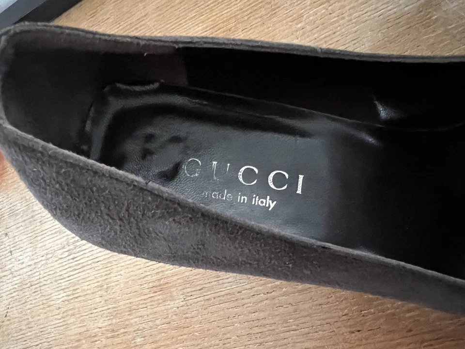 Gucci Italie chaussure Talon femme Daim Marron Taille 35,5 C IT/ 36,5 FR Mode - Photo 3/4