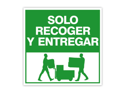 Square Plus Solo Recoger y Entregar Wall Sign | Spanish | Health & Safety