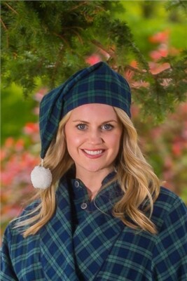 Lee Valley Cotton Flannel Nightcap - Green Tartan Blackwatch