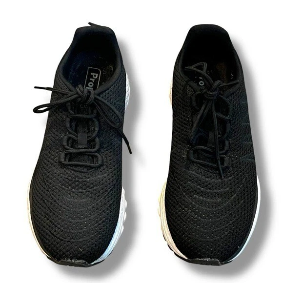 Propet 运动鞋 旅游针织 系带 黑色 弹力 网眼 舒适 运动 9.5 宽 — 第 4/4 张图片