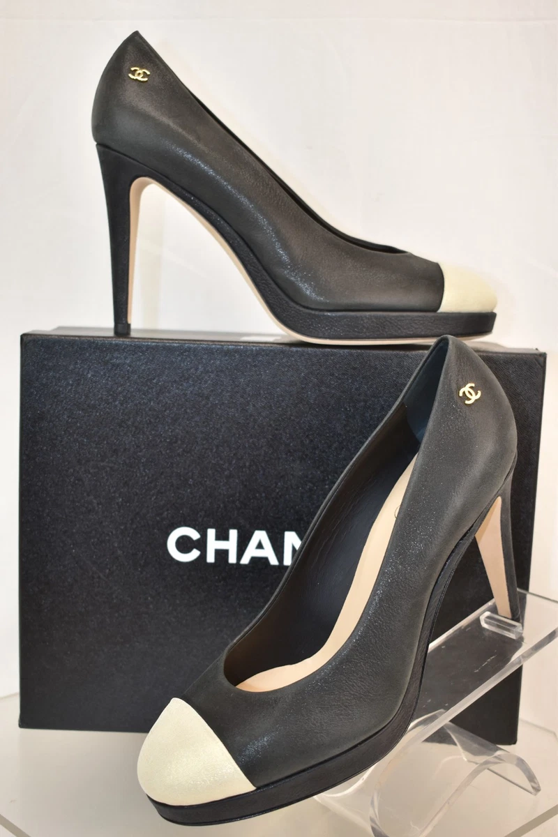 Chanel Black Slingback Platform Pumps, 38 - BOPF