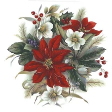 Christmas Poinsettia Overglaze Waterslide Ceramic Decals