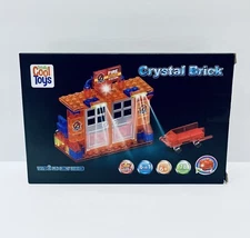 Fire Rescue Station Crystal Brick Blocks with Fire Truck and 2 LED Light Bricks