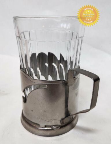 2 pcs Glass Holder USSR Soviet Russian Cupholder Podstakannik Tea Stakan Vintage - Picture 4 of 10