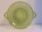 Vintage Indiana Glass Green Honeycomb Relish/Candy Dish with Double Handle — photo 1