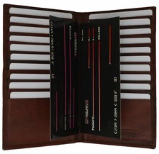 Burgundy Genuine Leather Slim Multi Credit Card Holder Secretary Bifold Wallet