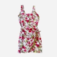 90s Does 60s Vintage Tropical Hawaiian Floral Mini Dress By Elisse Jr. Size S