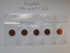 5 x 1 Pfennig 1991 (Pr&auml;gebuchstaben: "A", "D", "F", "G" und "J") VZ/SS