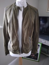 Distressed Olive Green Suede Jacket By Heine Size 14/16