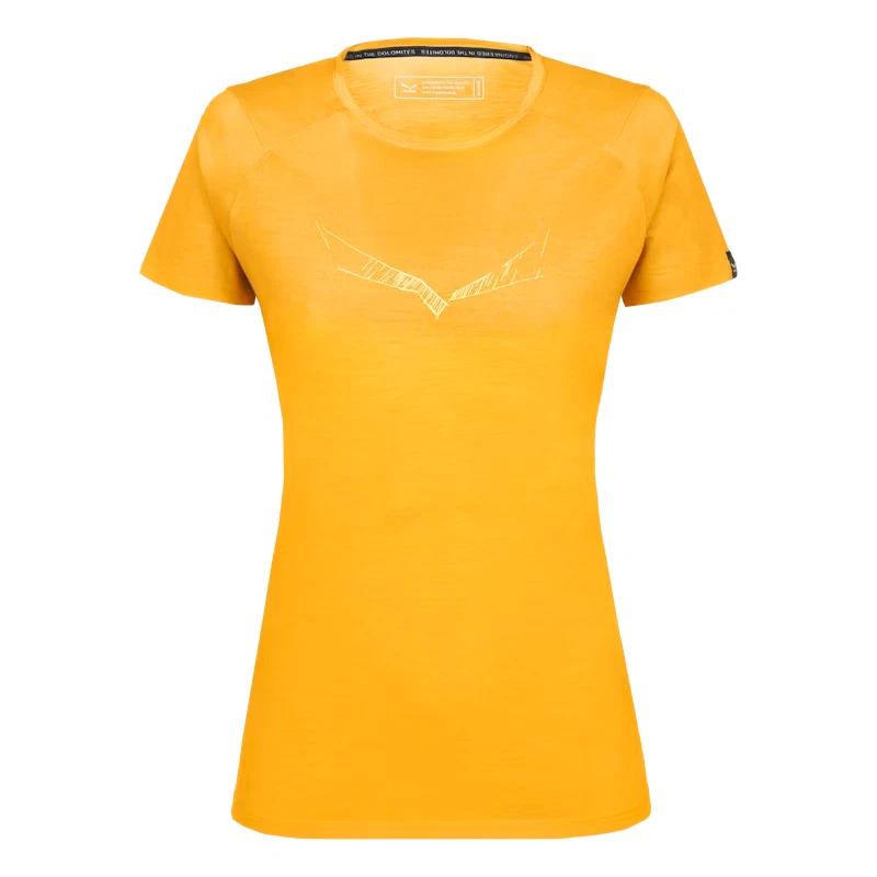 RRP £75. Salewa Pure Eagle Sketch Merino Wool T-Shirt Women Hiking, Climbing - Image 1 of 1