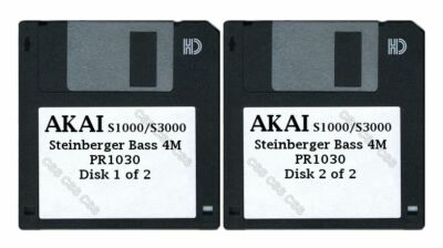 Akai S1000 / S3000 Two Floppy Disks Steinberger Bass 4M PR1030