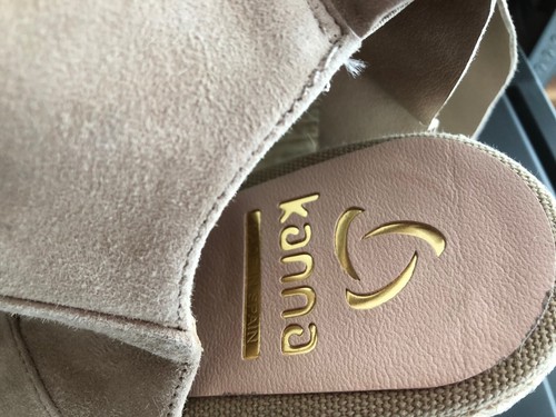 Kanna Spain New Women's Espadrilles Tan/Nude Suede 39/8 Celeste Wedge Sandals - 第 5/12 張圖片