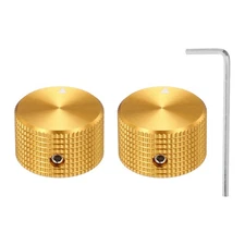 2 Pcs Aluminium Potentiometer Knobs, 1/4" (6mm), Grid 5/8" Gold