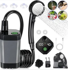 Portable Camping Shower 6000mAh Outdoor Camp Pump for Hiking Travel Rechargeable
