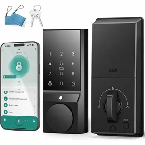 Serrure intelligente, méthodes de déverrouillage 4/5, serrure de porte sans clé avec Bluetooth/Wi-Fi#