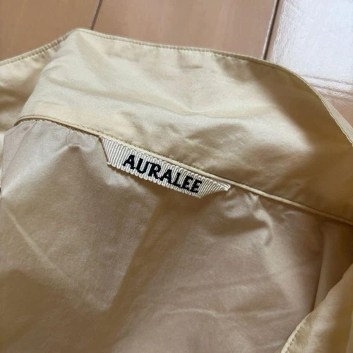 AURALEE Light Nylon Half Zip Pullover Yellow Size 4 Used image 3