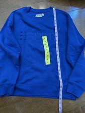 Esprit Women's Blue Logo Crew Neck Fleece Cotton Pullover Sweatshirt Size S