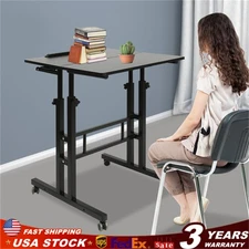 Adjustable Height Stand Up Desk Mobile Workstation Laptop Desk w/Wheels Home