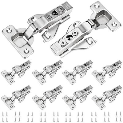 10 Pack 1/2'' Overlay Face Frame Soft Close Hidden Cabinet Hinges, 105 Degree 3D