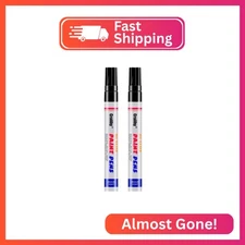 Black Paint Markers, 2 Pack Oil-Based Waterproof Quick Dry Permanent Paint Pen S