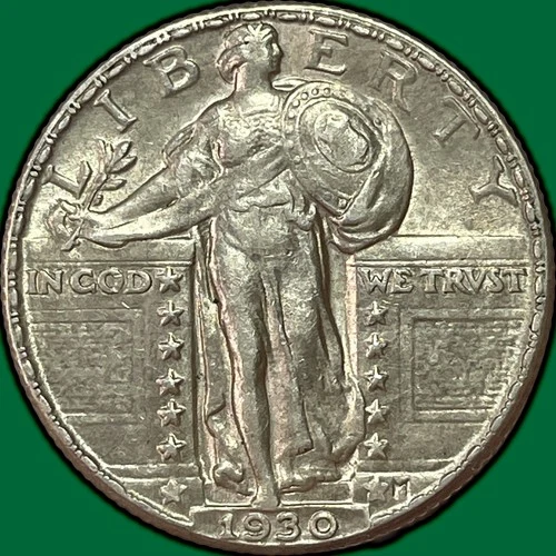 1930 Standing Liberty Quarter Choice Almost Uncirculated AU+ Coin #35187