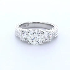 3-Stone Engagement Ring Vintage 14K Gold 2.54 CT Round Lab-Grown Diamond H VS1