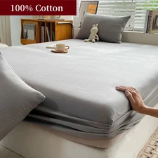 100% Cotton Fitted Bed Sheet With 360 Elastic Band Bedspread for King Queen Size