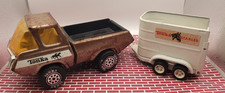 Vintage Pressed Steel Tonka Riding Stables Pickup Truck Brown  Trailer