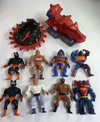 Vintage Heman MOTU Lot - (8) Figures (2) Vehicles Mattel 1980s