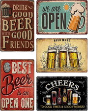 5 Pcs Bar Signs, Vintage Metal Ideas Sign Wall Decor Accessories for Home Pub Ou